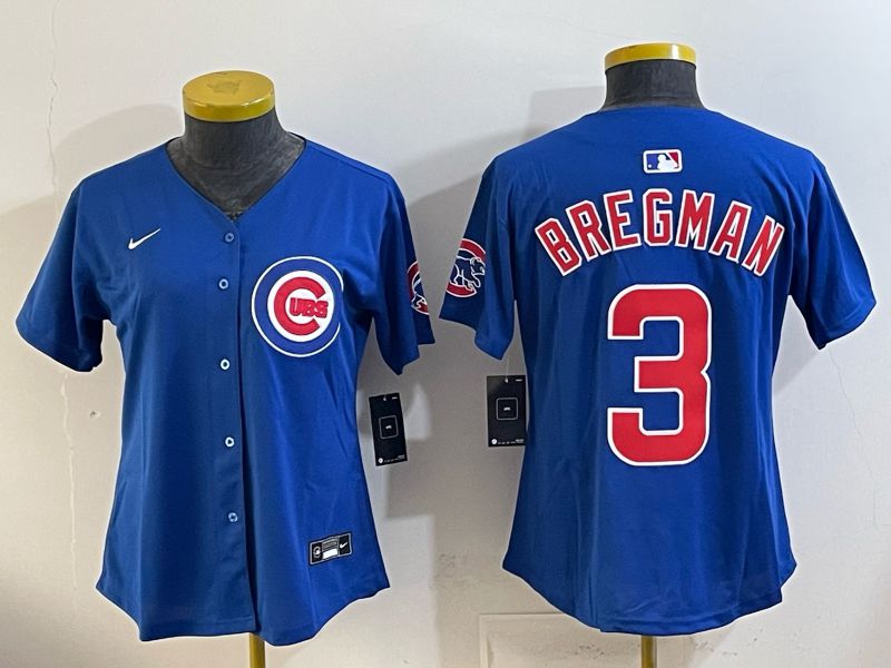 Women 2026 Chicago Cubs #3 Bregman Blue Game Nike MLB Jersey style 001